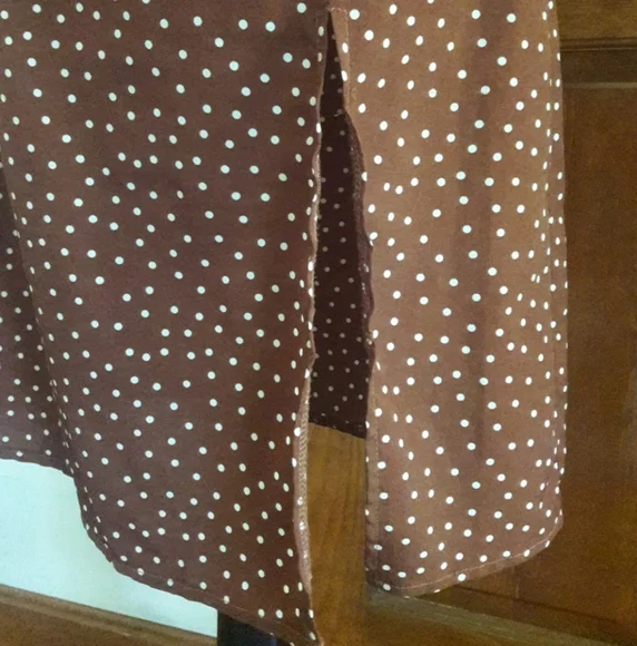 Romantic Vintage French Inspired Polkadot Wrap Dress Chocolate Brown 40s Size XS - Picture 8 of 11